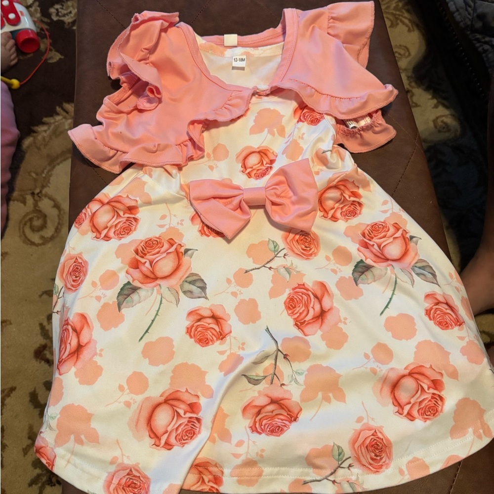 Floral Pink and Orange Kids Dress